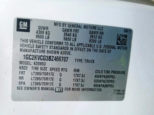 Photo 9 VIN: 1GC2KVCG3BZ466707 - CHEVROLET SILVERADO 