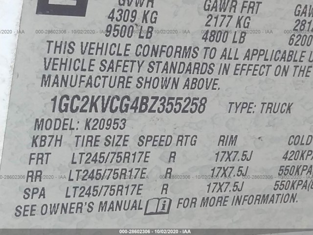 Photo 8 VIN: 1GC2KVCG4BZ355258 - CHEVROLET SILVERADO 2500HD 