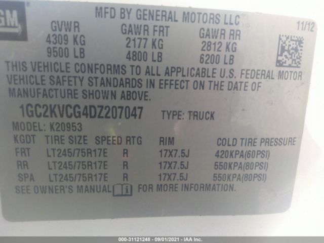 Photo 8 VIN: 1GC2KVCG4DZ207047 - CHEVROLET SILVERADO 2500HD 