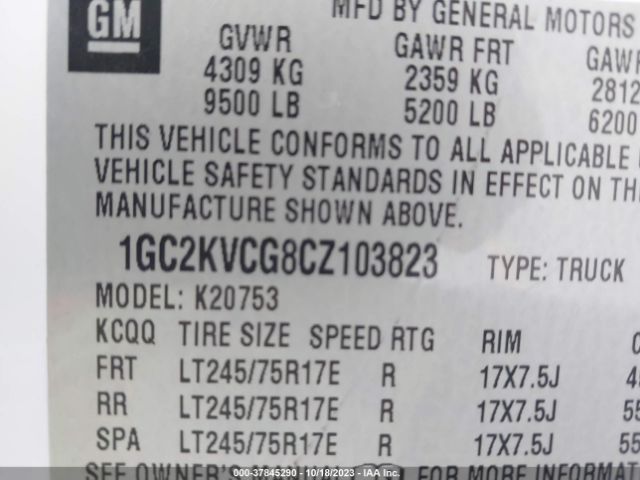 Photo 8 VIN: 1GC2KVCG8CZ103823 - CHEVROLET SILVERADO 2500HD 