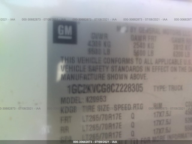 Photo 8 VIN: 1GC2KVCG8CZ228305 - CHEVROLET SILVERADO 2500HD 