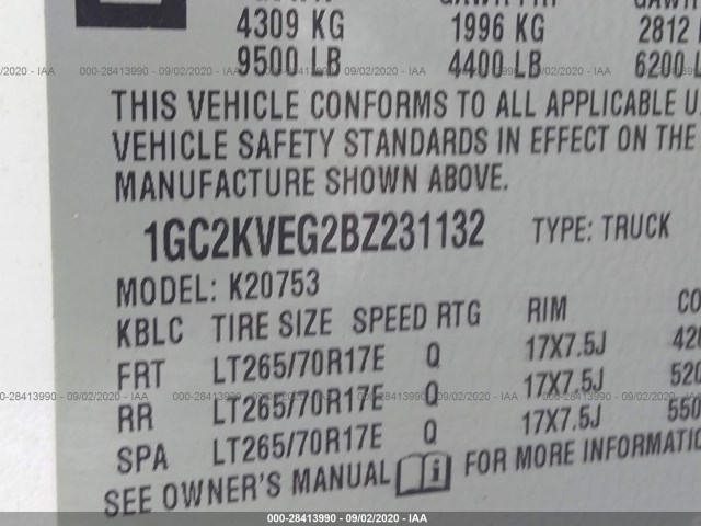 Photo 8 VIN: 1GC2KVEG2BZ231132 - CHEVROLET SILVERADO 2500HD 