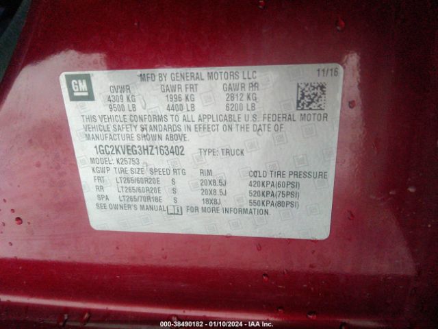 Photo 8 VIN: 1GC2KVEG3HZ163402 - CHEVROLET SILVERADO 2500HD 