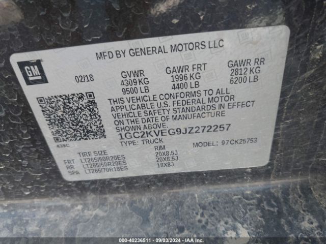 Photo 8 VIN: 1GC2KVEG9JZ272257 - CHEVROLET SILVERADO 