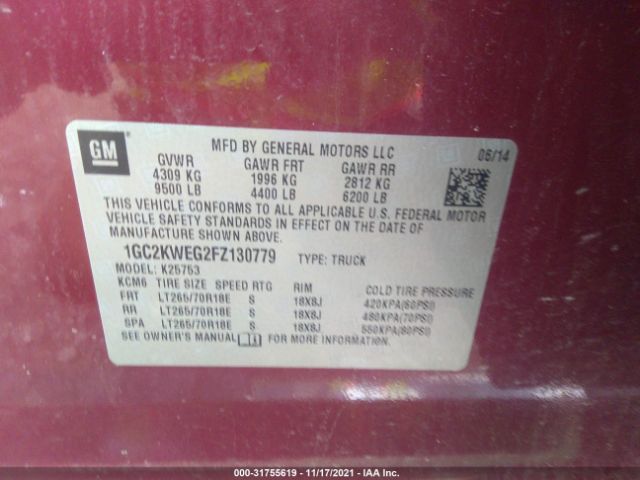 Photo 8 VIN: 1GC2KWEG2FZ130779 - CHEVROLET SILVERADO 2500HD 