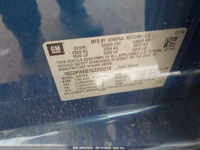 Photo 8 VIN: 1GC2KWEG7GZ203212 - CHEVROLET SILVERADO 