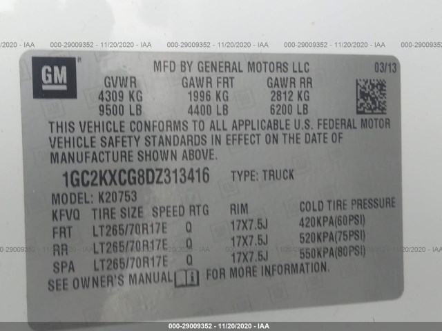 Photo 8 VIN: 1GC2KXCG8DZ313416 - CHEVROLET SILVERADO 2500HD 