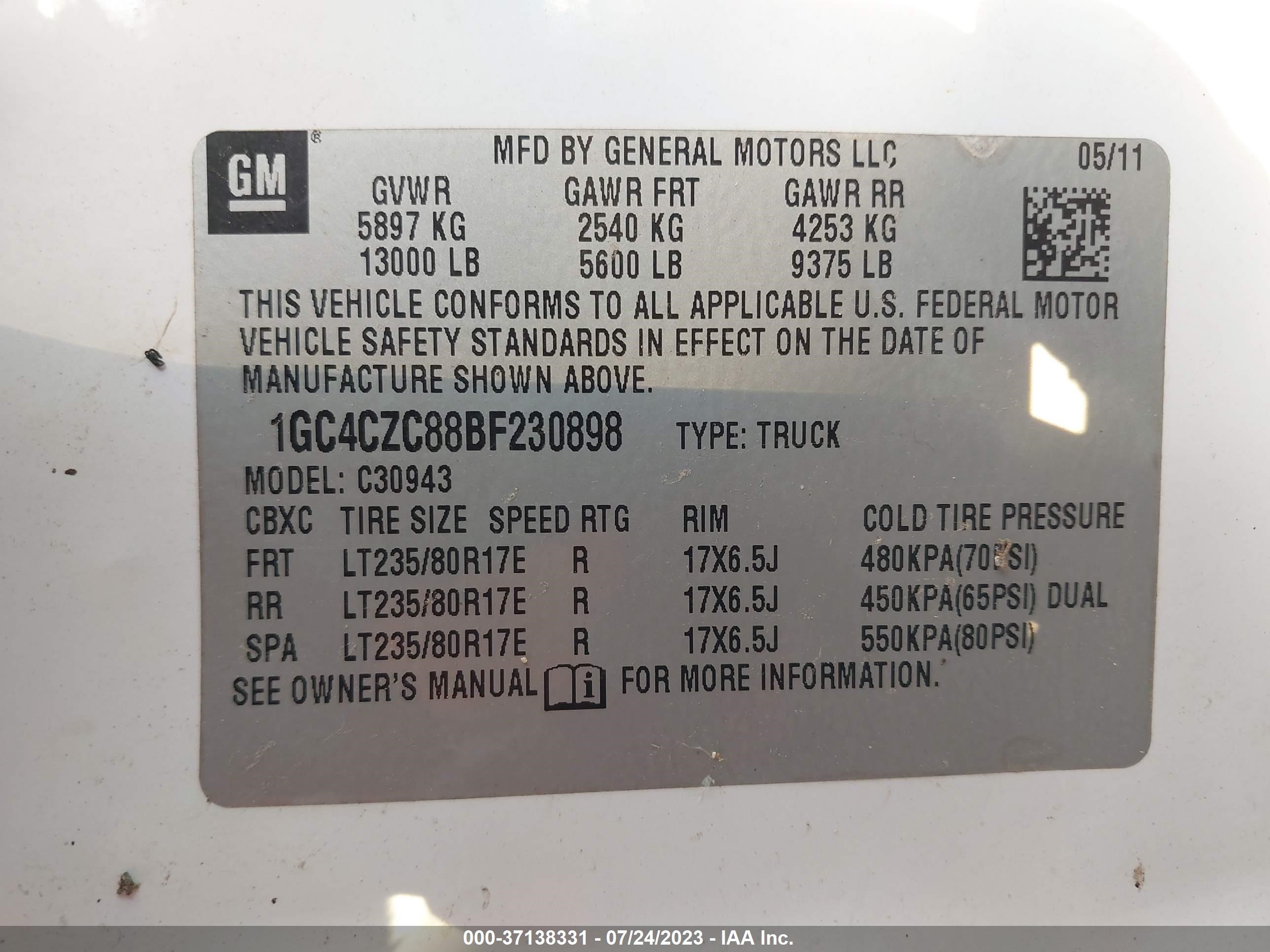 Photo 8 VIN: 1GC4CZC88BF230898 - CHEVROLET SILVERADO 