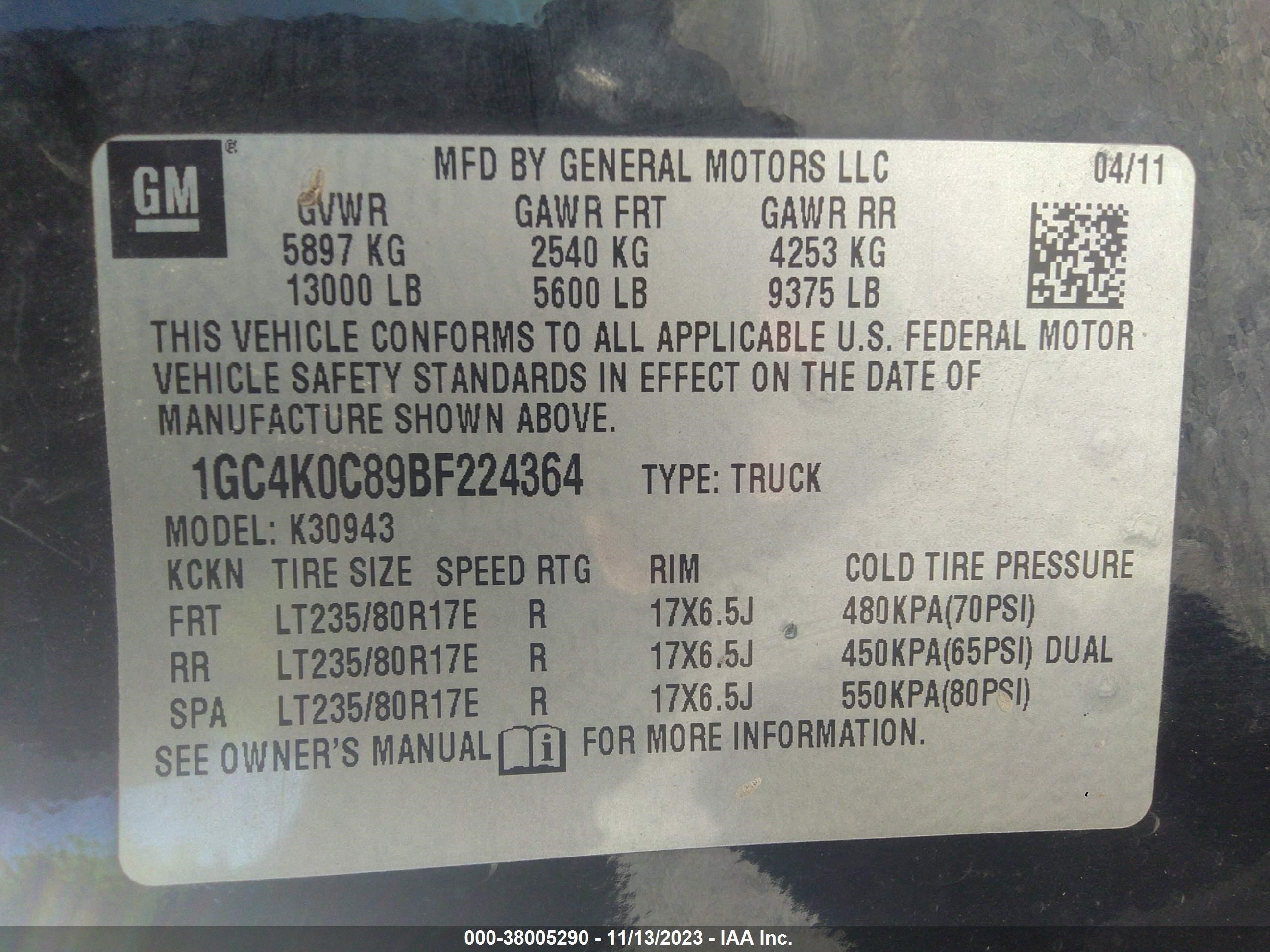 Photo 8 VIN: 1GC4K0C89BF224364 - CHEVROLET SILVERADO 