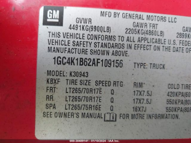 Photo 8 VIN: 1GC4K1B62AF109156 - CHEVROLET SILVERADO 3500HD 