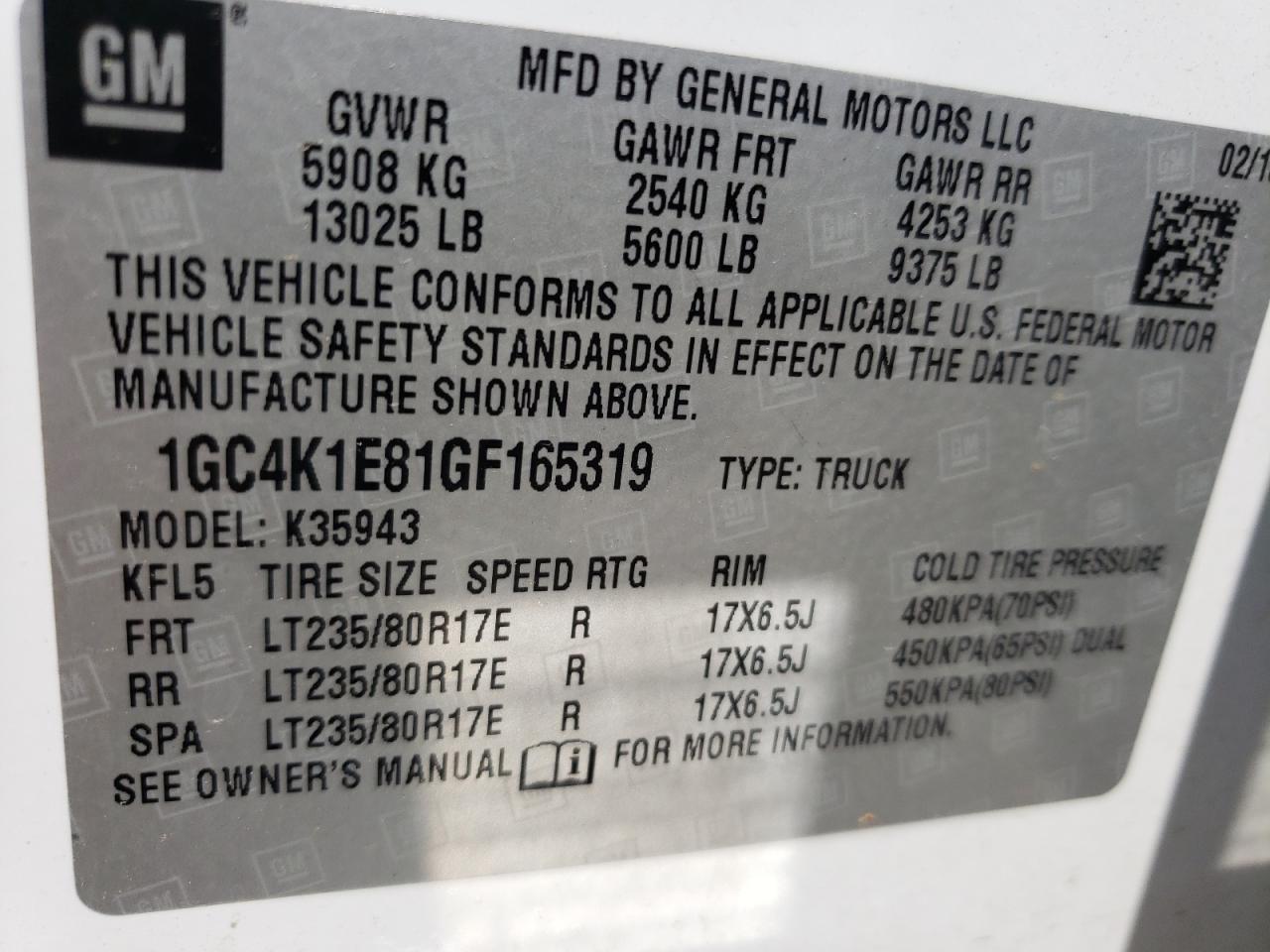 Photo 12 VIN: 1GC4K1E81GF165319 - CHEVROLET SILVERADO 