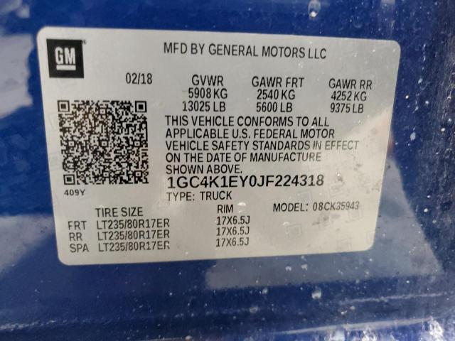 Photo 12 VIN: 1GC4K1EY0JF224318 - CHEVROLET SILVERADO 