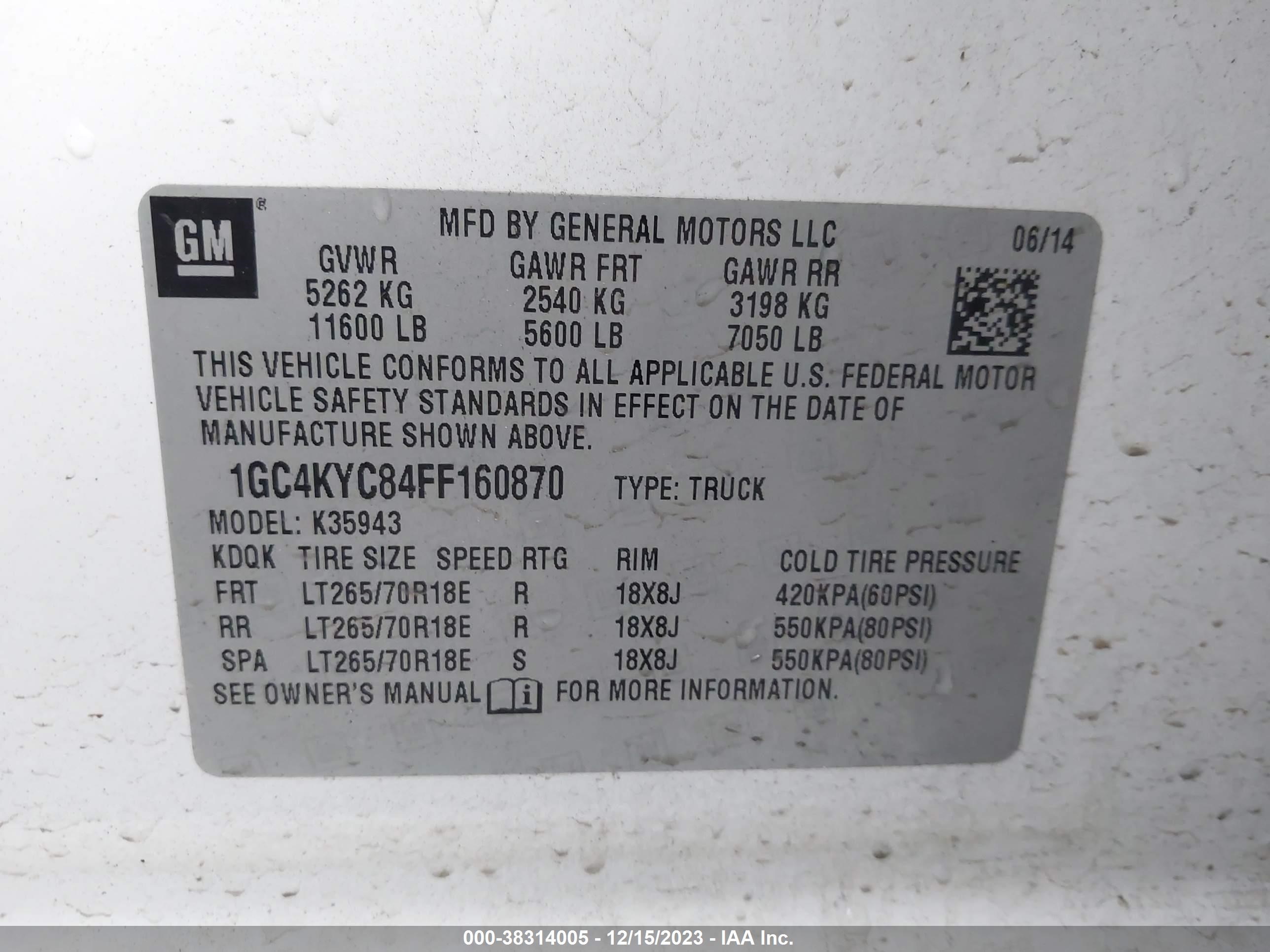 Photo 8 VIN: 1GC4KYC84FF160870 - CHEVROLET SILVERADO 