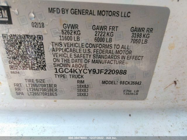 Photo 8 VIN: 1GC4KYCY9JF220988 - CHEVROLET SILVERADO 