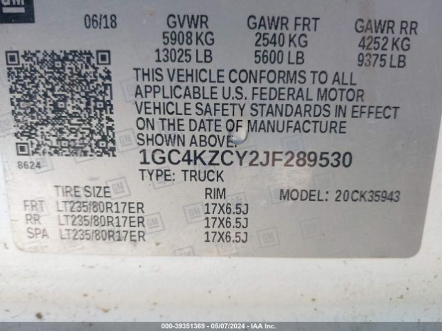 Photo 8 VIN: 1GC4KZCY2JF289530 - CHEVROLET SILVERADO 3500HD 