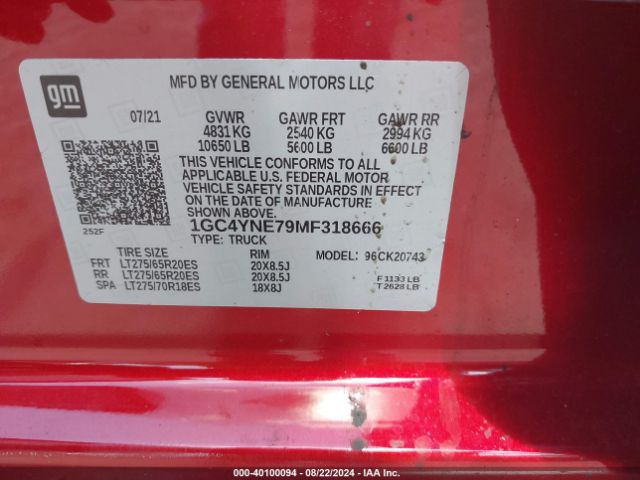 Photo 8 VIN: 1GC4YNE79MF318666 - CHEVROLET SILVERADO 