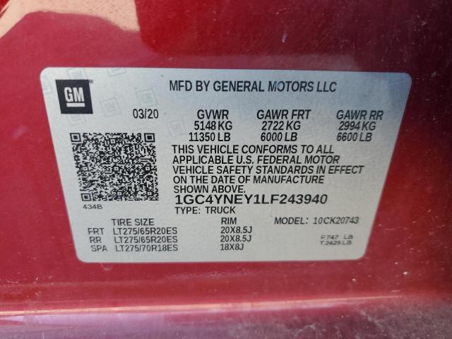 Photo 11 VIN: 1GC4YNEY1LF243940 - CHEVROLET SILVERADO 