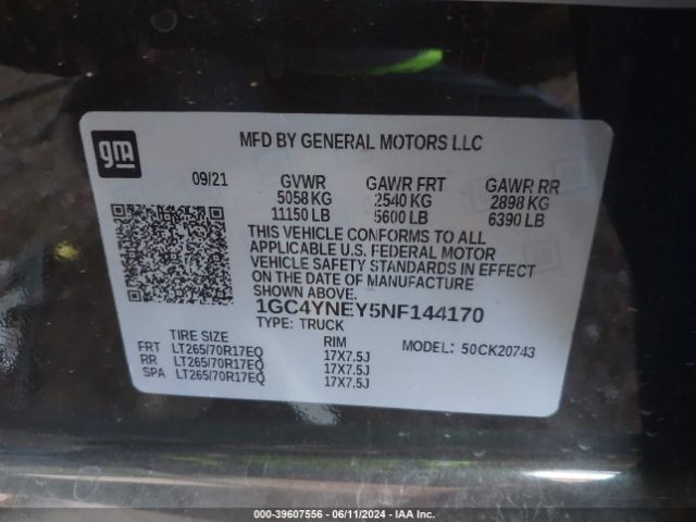 Photo 8 VIN: 1GC4YNEY5NF144170 - CHEVROLET SILVERADO HD 