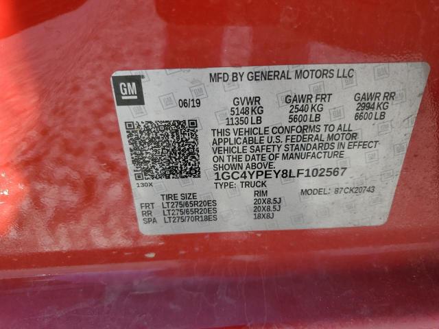 Photo 11 VIN: 1GC4YPEY8LF102567 - CHEVROLET SILVERADO 