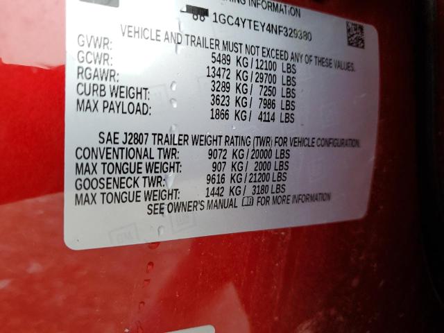 Photo 11 VIN: 1GC4YTEY4NF329380 - CHEVROLET SILVERADO 