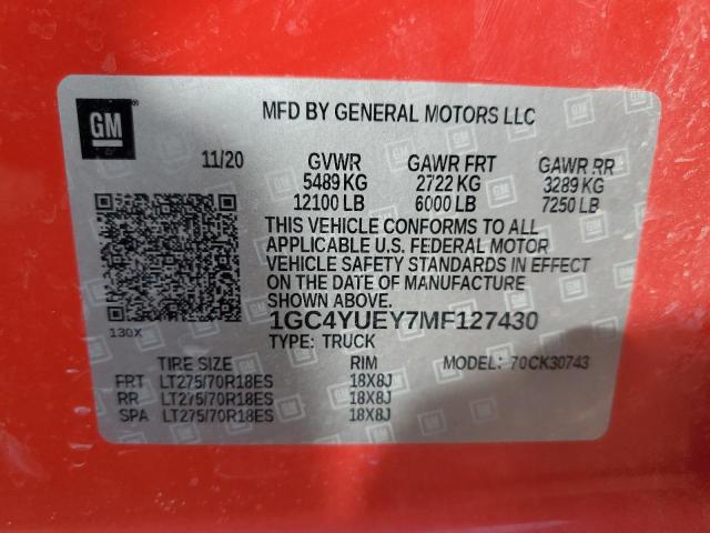 Photo 12 VIN: 1GC4YUEY7MF127430 - CHEVROLET SILVERADO 