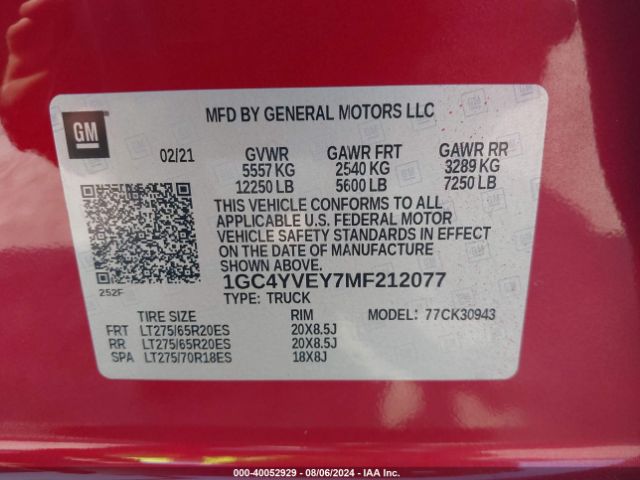 Photo 8 VIN: 1GC4YVEY7MF212077 - CHEVROLET SILVERADO 