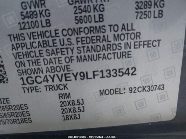 Photo 8 VIN: 1GC4YVEY9LF133542 - CHEVROLET SILVERADO 