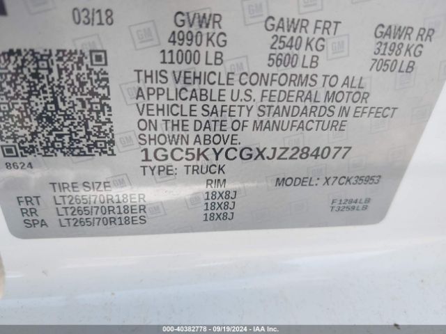 Photo 8 VIN: 1GC5KYCGXJZ284077 - CHEVROLET SILVERADO 