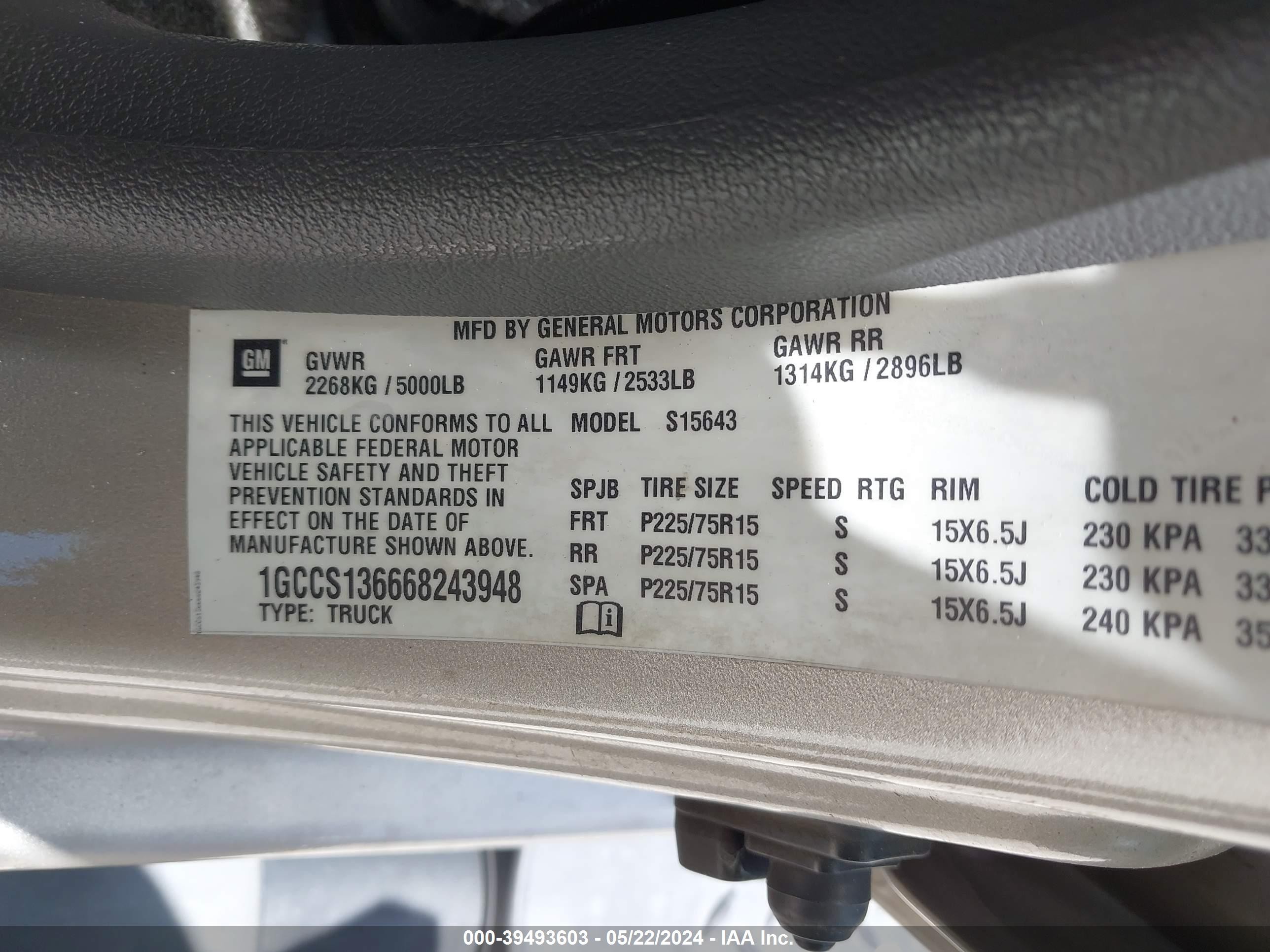 Photo 8 VIN: 1GCCS136668243948 - CHEVROLET COLORADO 