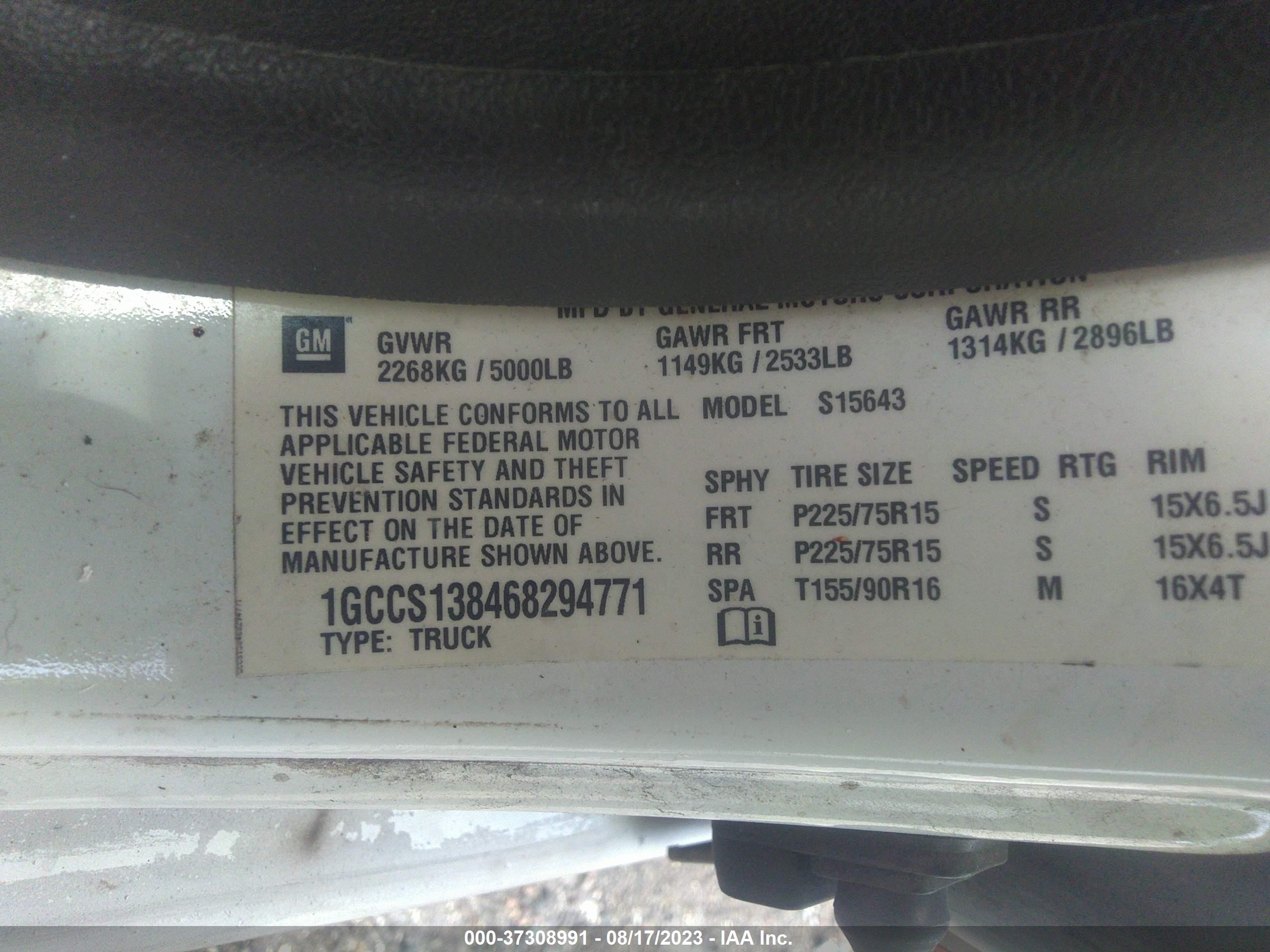 Photo 8 VIN: 1GCCS138468294771 - CHEVROLET COLORADO 