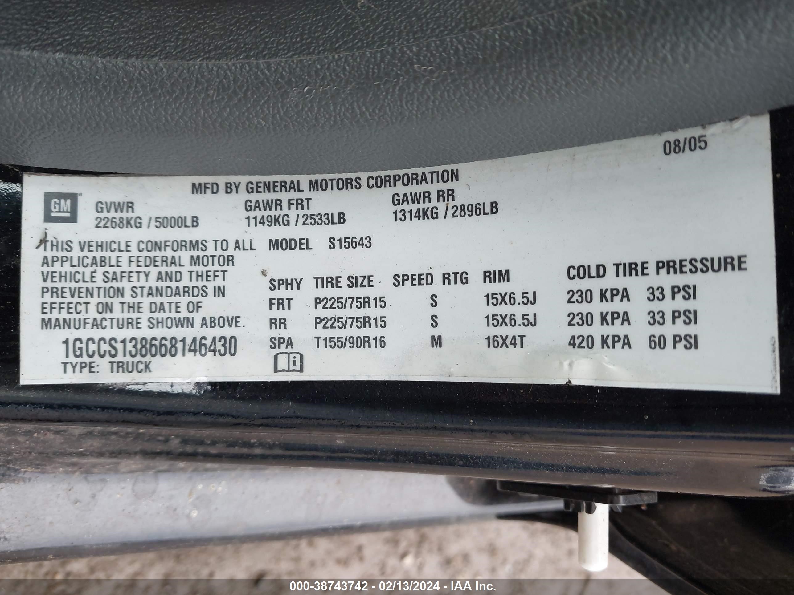 Photo 8 VIN: 1GCCS138668146430 - CHEVROLET COLORADO 