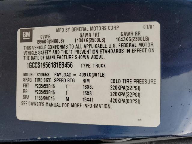 Photo 11 VIN: 1GCCS195618188456 - CHEVROLET S10 