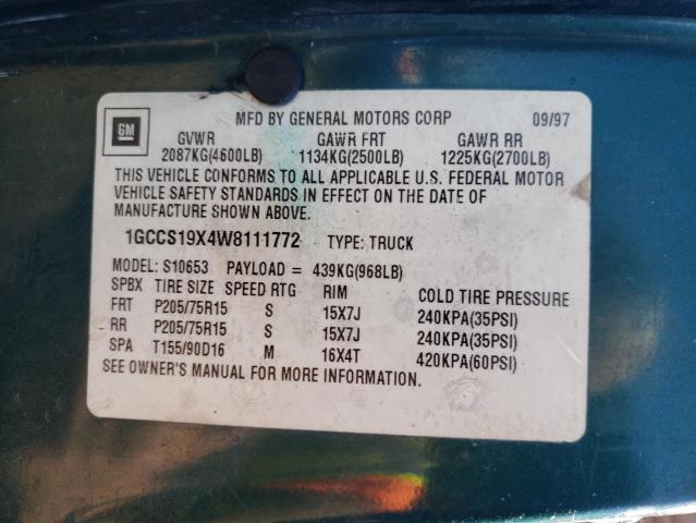 Photo 11 VIN: 1GCCS19X4W8111772 - CHEVROLET S TRUCK S1 