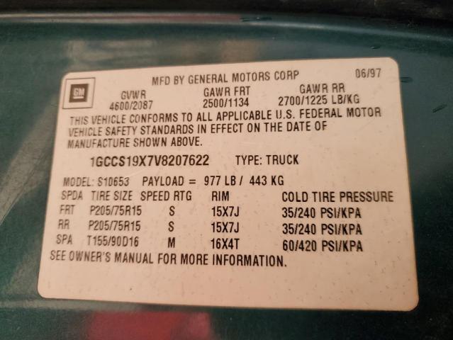 Photo 12 VIN: 1GCCS19X7V8207622 - CHEVROLET S TRUCK S1 