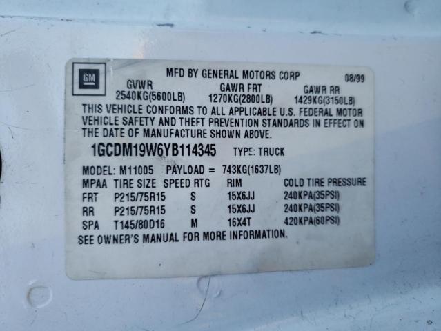 Photo 12 VIN: 1GCDM19W6YB114345 - CHEVROLET ASTRO 