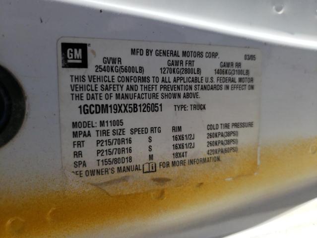 Photo 12 VIN: 1GCDM19XX5B126051 - CHEVROLET ASTRO 