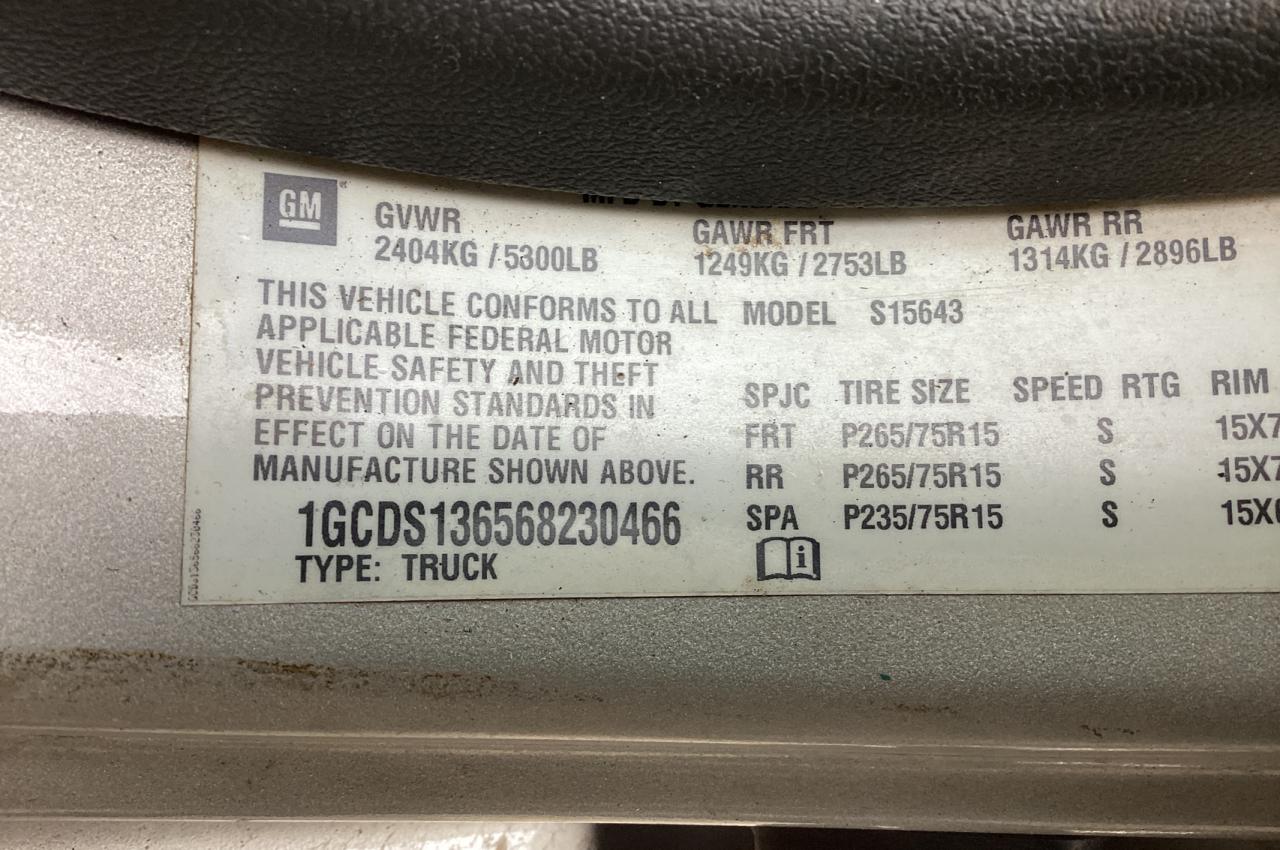 Photo 9 VIN: 1GCDS136568230466 - CHEVROLET COLORADO 