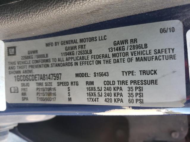 Photo 9 VIN: 1GCDSCDE7A8147597 - CHEVROLET COLORADO L 