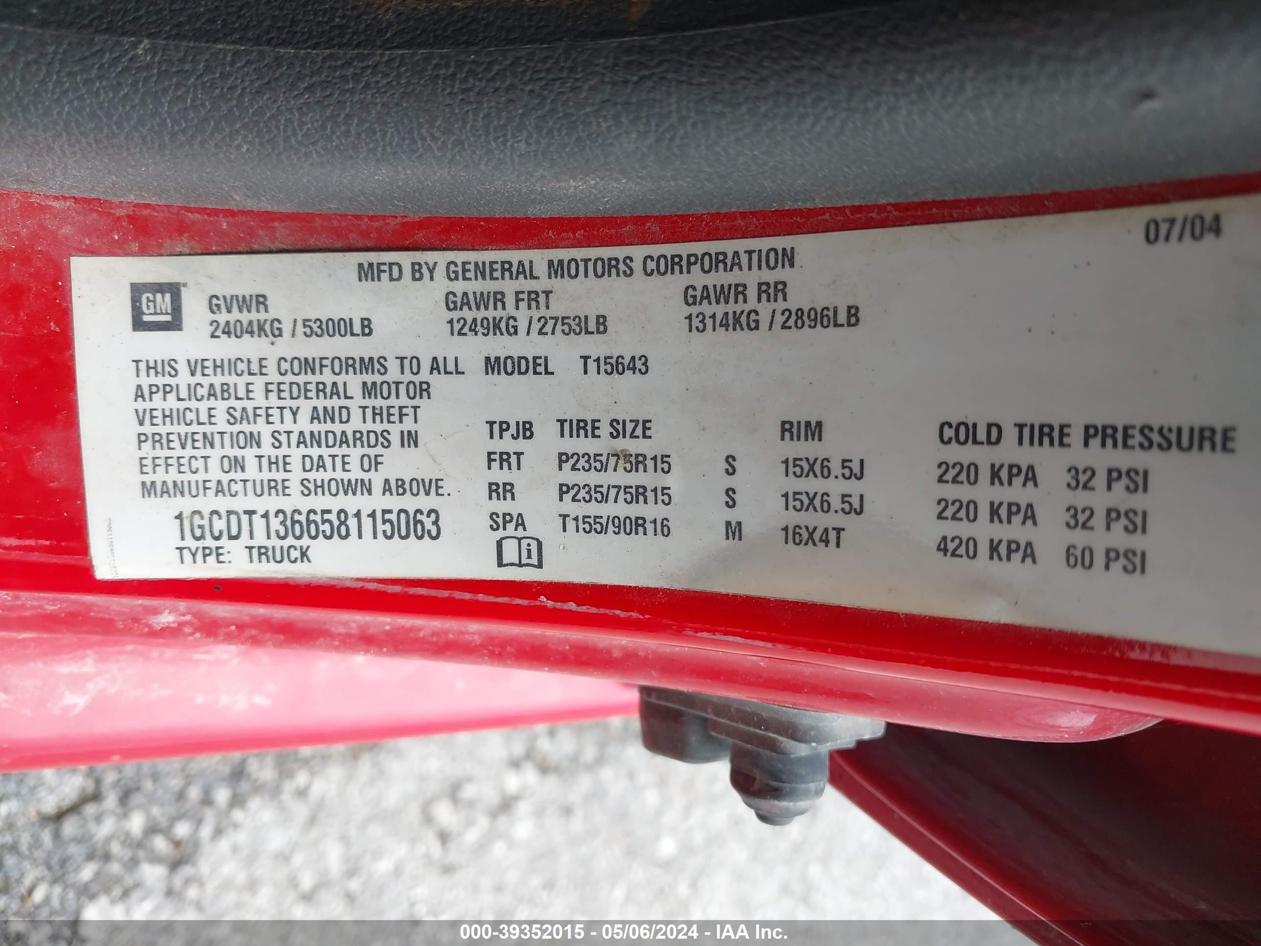 Photo 8 VIN: 1GCDT136658115063 - CHEVROLET COLORADO 