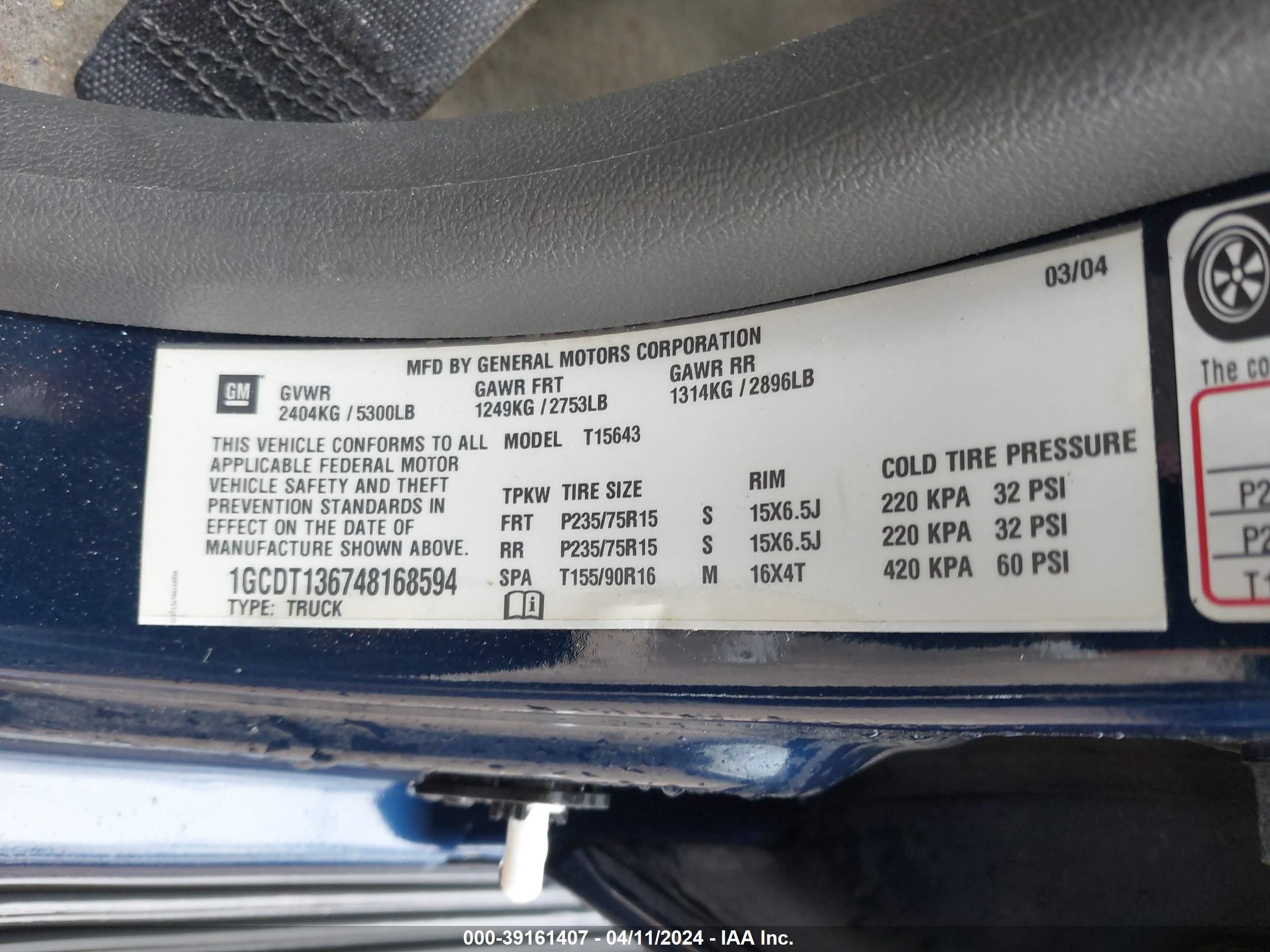 Photo 8 VIN: 1GCDT136748168594 - CHEVROLET COLORADO 