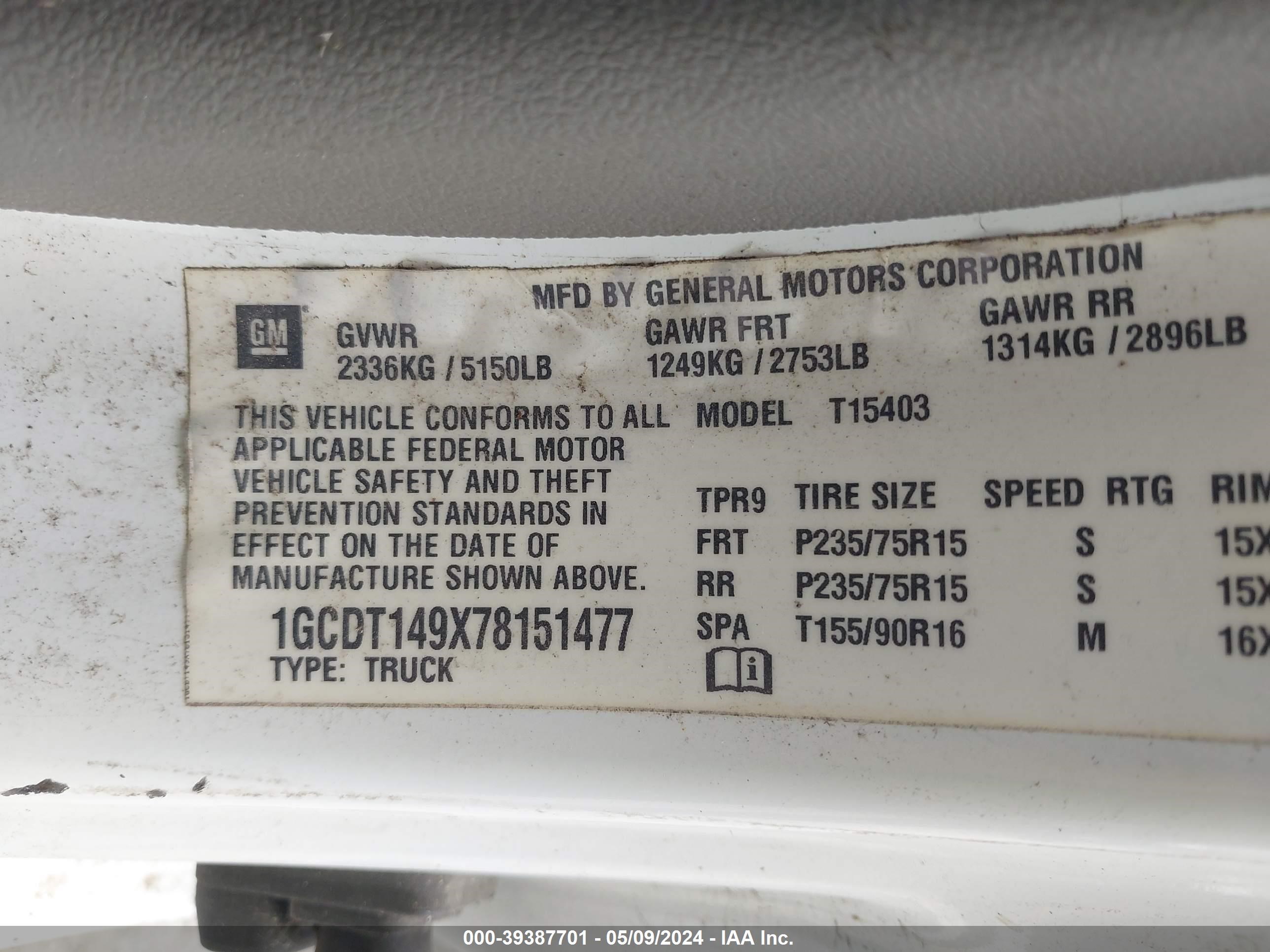 Photo 8 VIN: 1GCDT149X78151477 - CHEVROLET COLORADO 