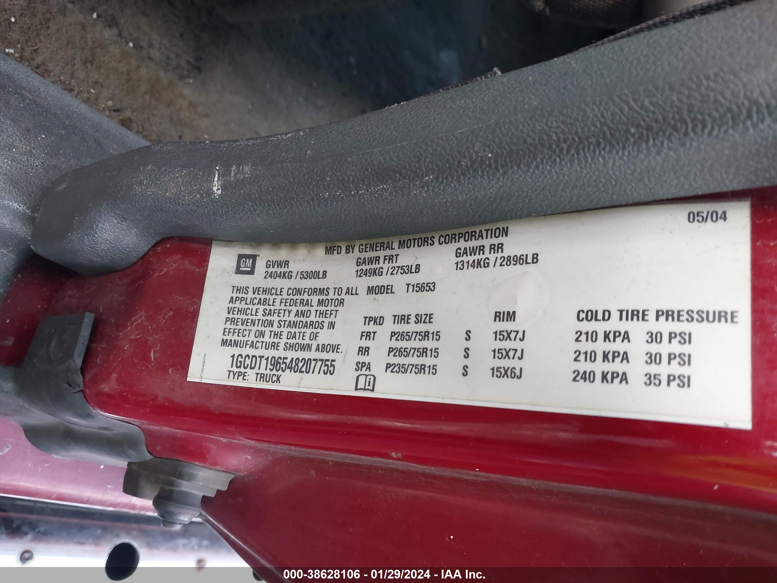 Photo 8 VIN: 1GCDT196548207755 - CHEVROLET COLORADO 