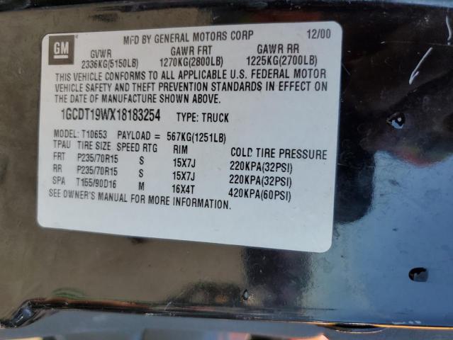 Photo 11 VIN: 1GCDT19WX18183254 - CHEVROLET S10 