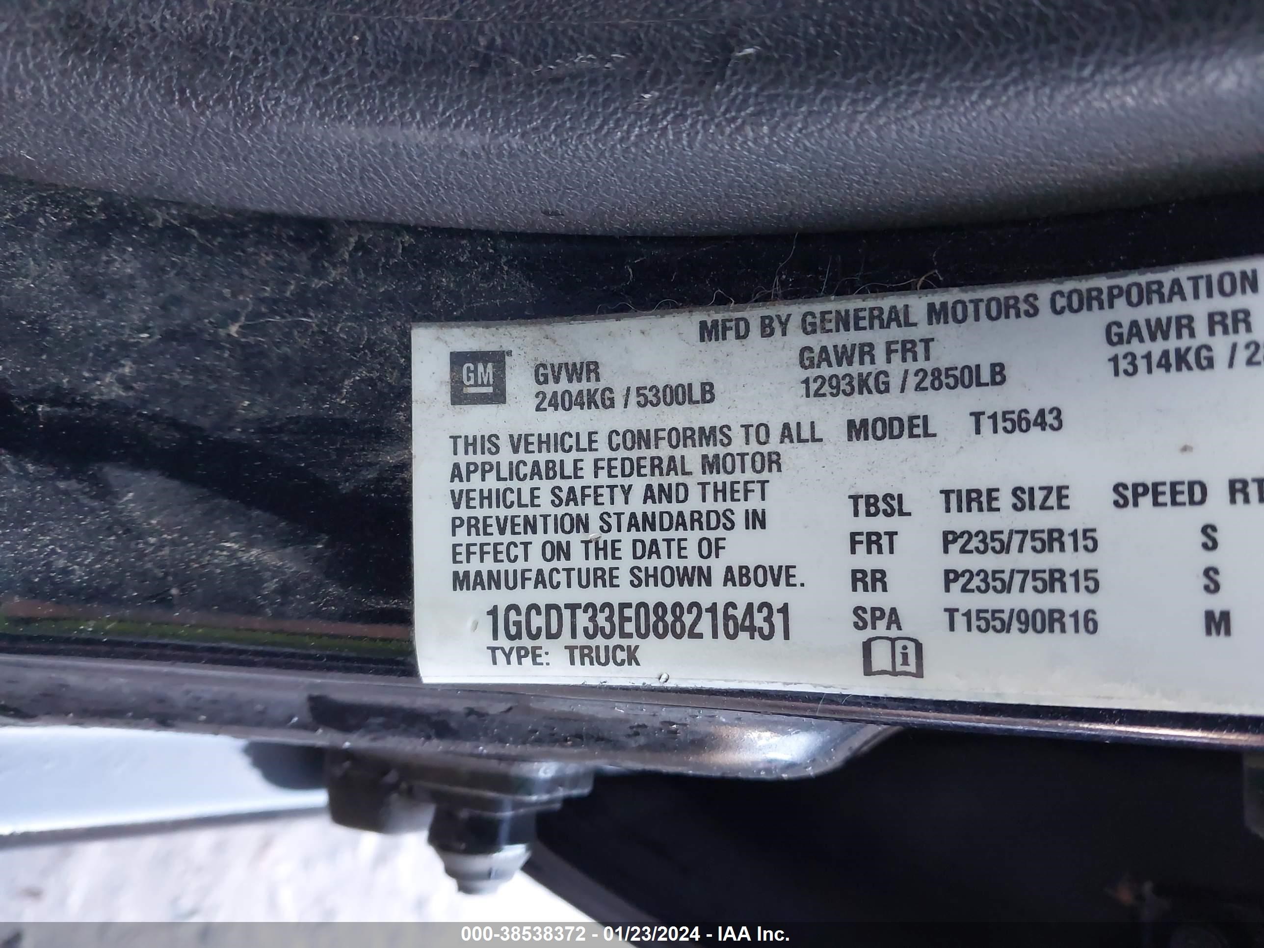 Photo 8 VIN: 1GCDT33E088216431 - CHEVROLET COLORADO 