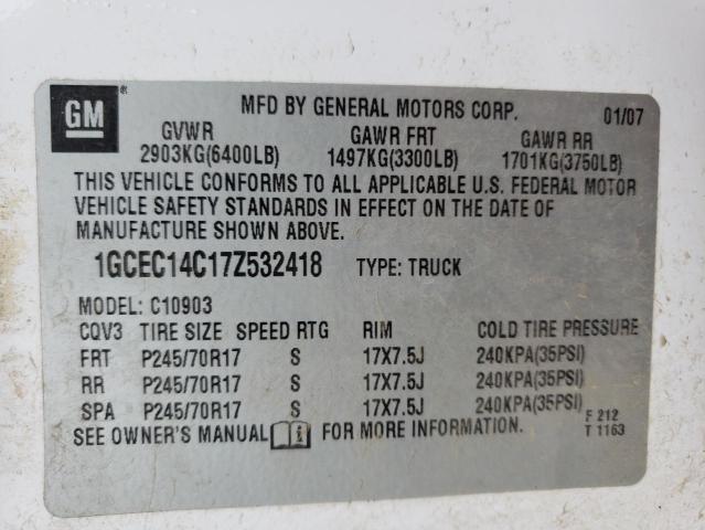 Photo 11 VIN: 1GCEC14C17Z532418 - CHEVROLET SILVERADO 