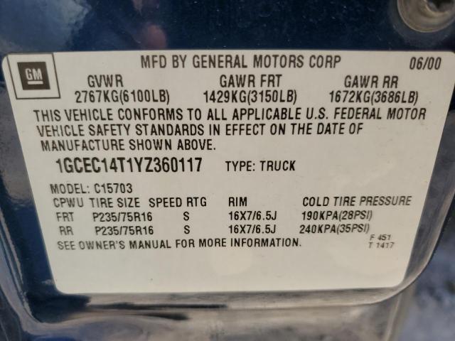 Photo 11 VIN: 1GCEC14T1YZ360117 - CHEVROLET SILVERADO 