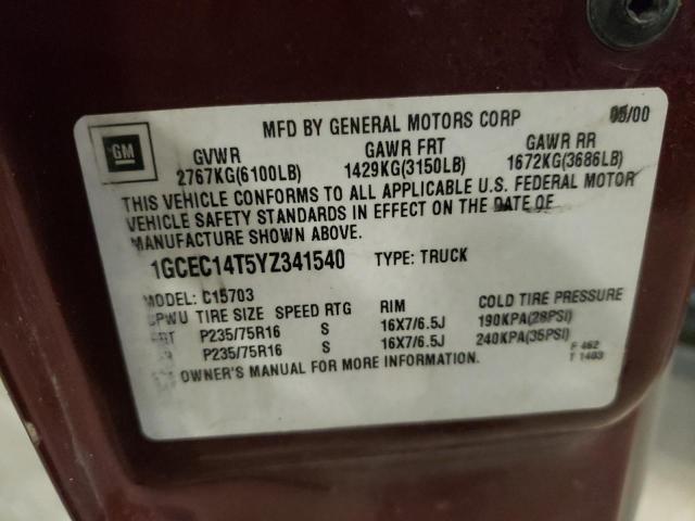 Photo 11 VIN: 1GCEC14T5YZ341540 - CHEVROLET 1500 