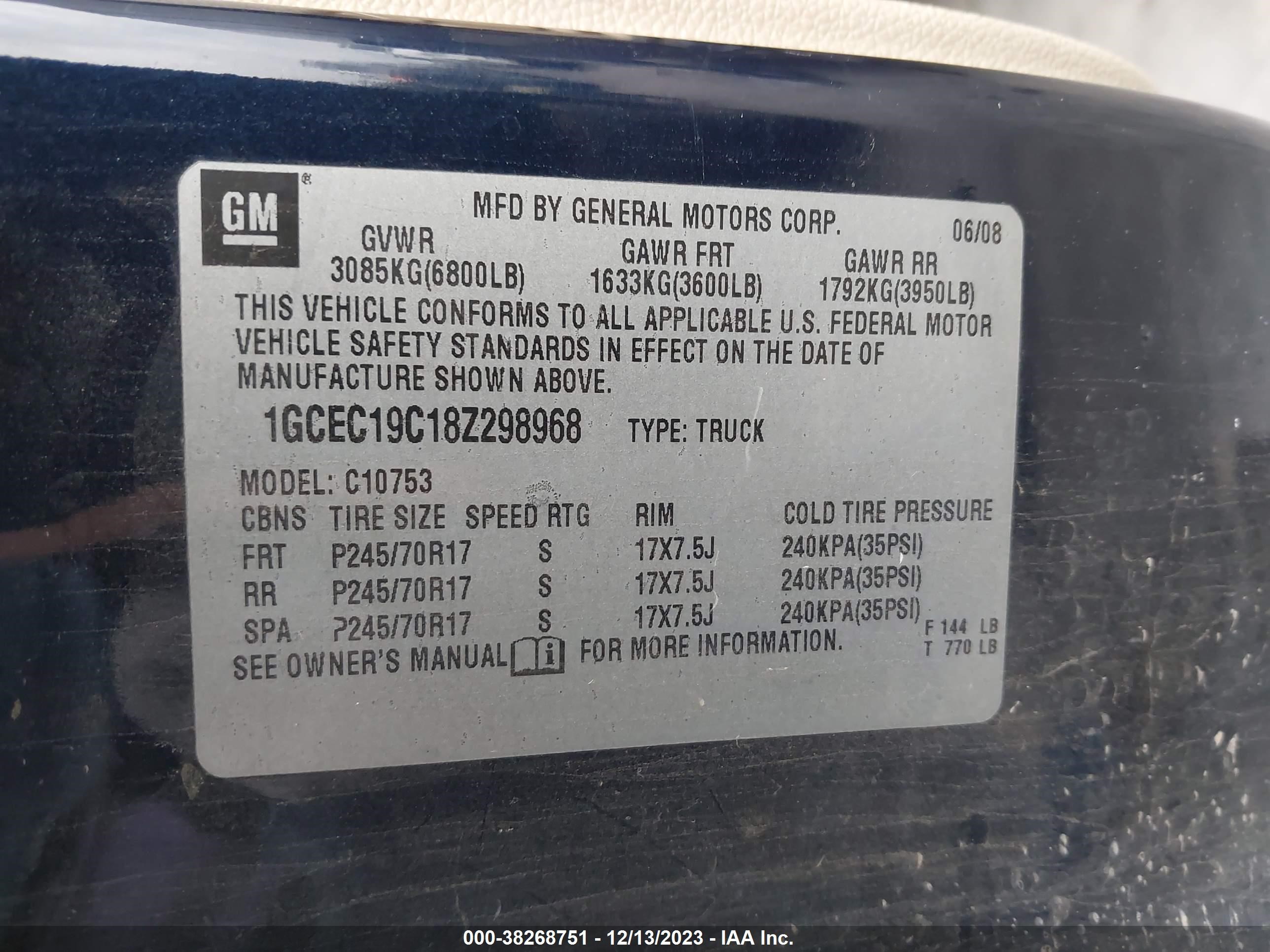 Photo 8 VIN: 1GCEC19C18Z298968 - CHEVROLET SILVERADO 