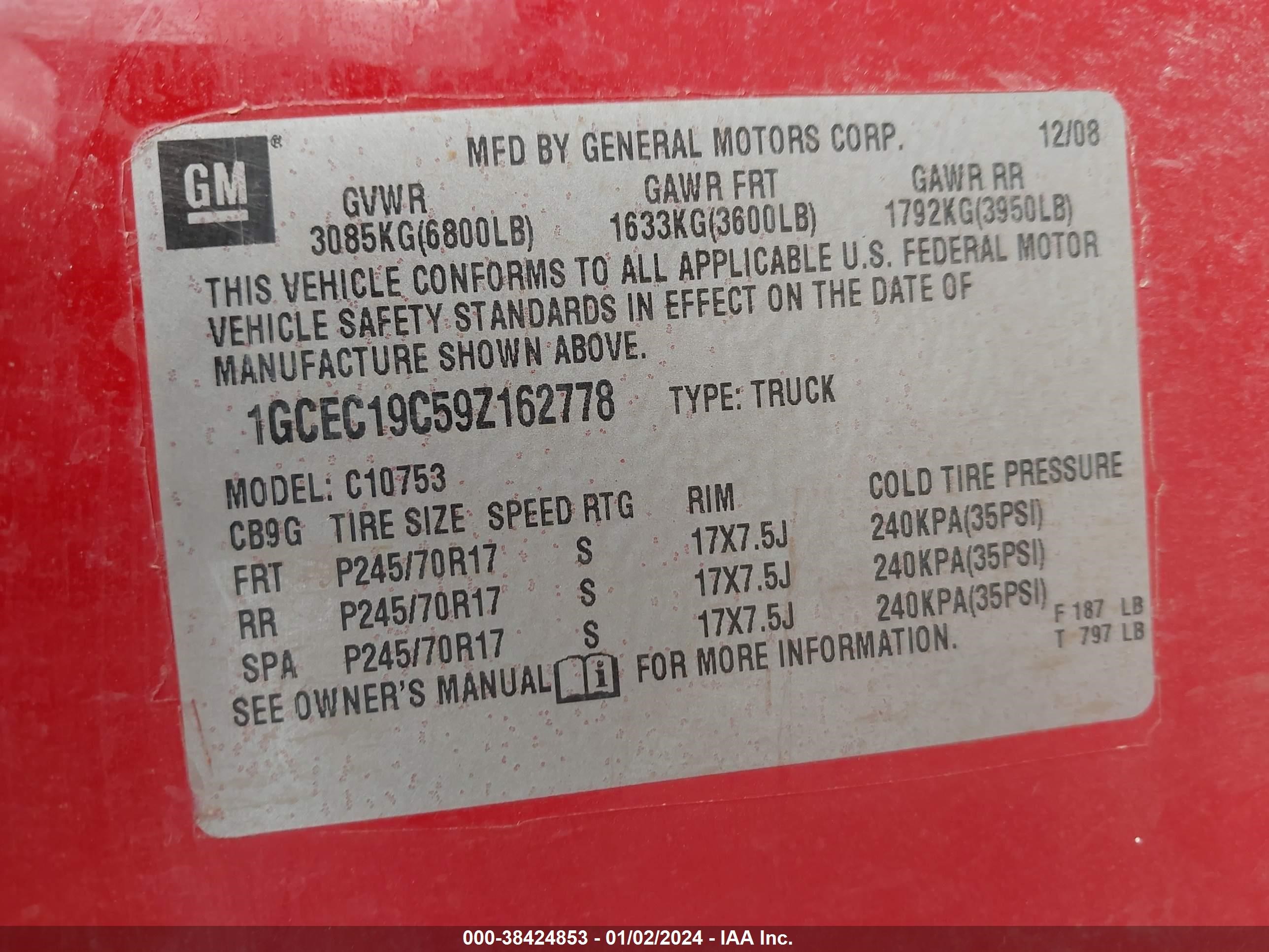 Photo 8 VIN: 1GCEC19C59Z162778 - CHEVROLET SILVERADO 