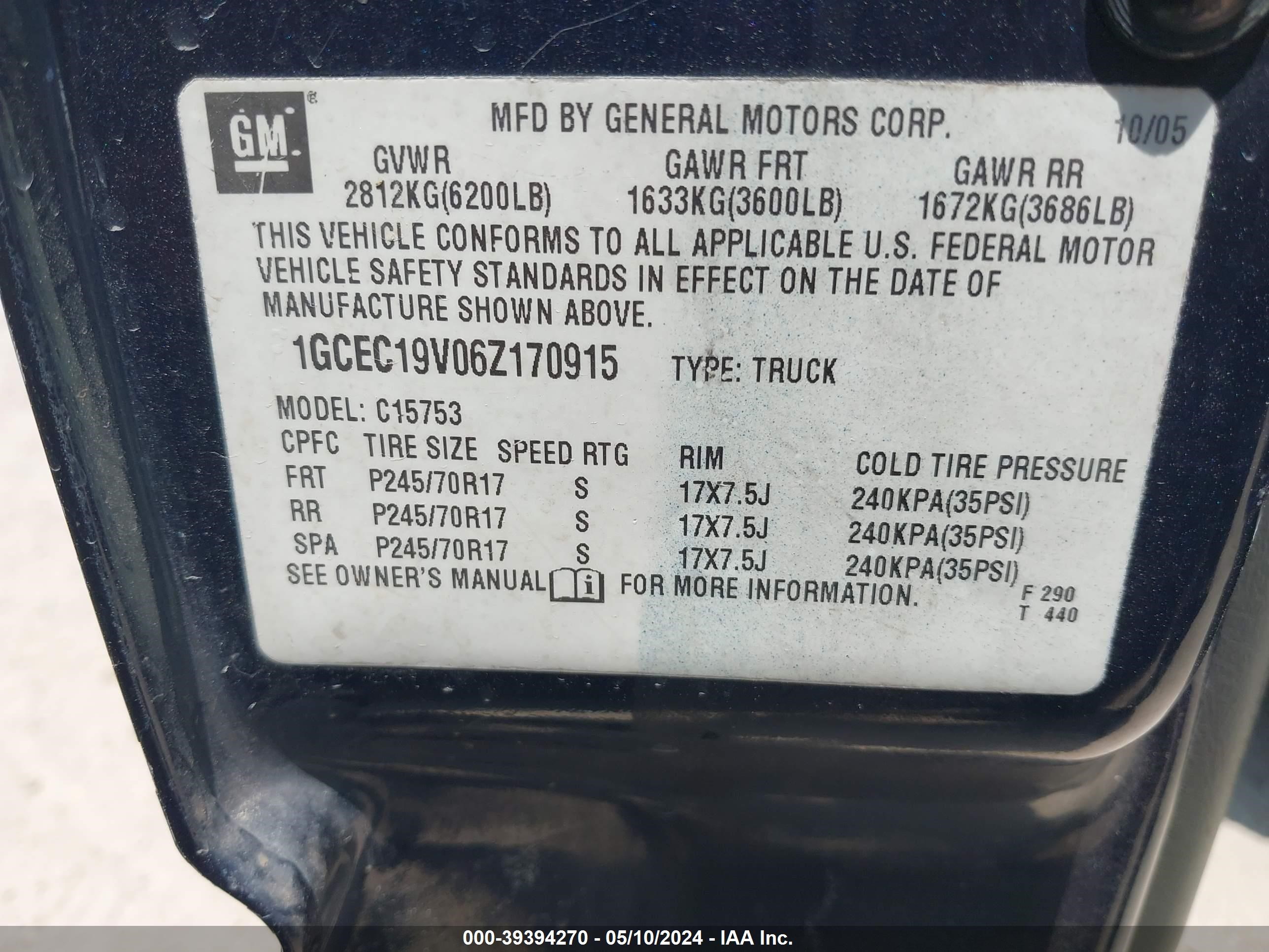 Photo 8 VIN: 1GCEC19V06Z170915 - CHEVROLET SILVERADO 